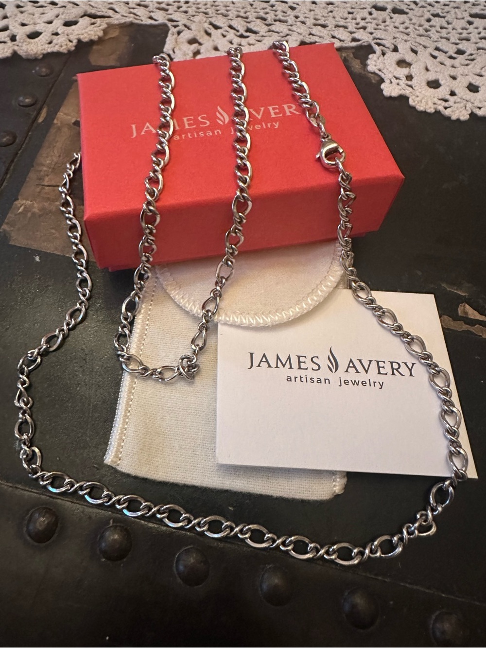 James Avery Retired 30” Medium Twist Charm Chain Necklace Sterling Silver 925